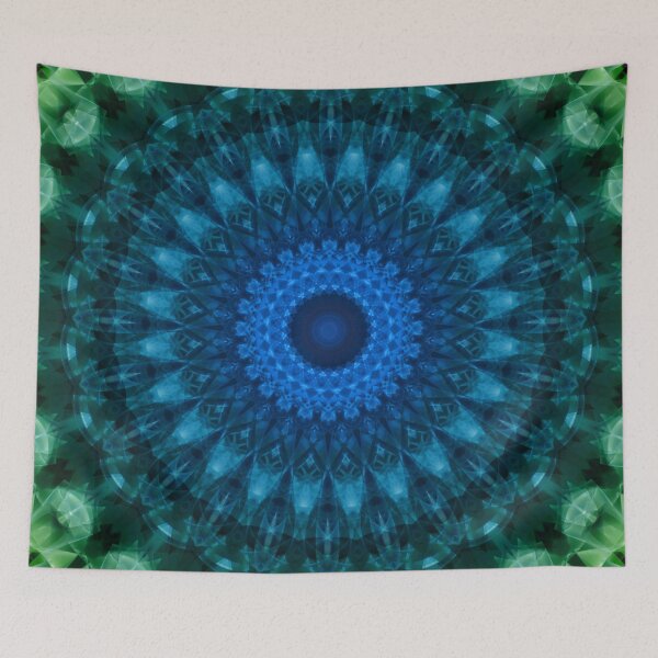 Item preview, Detailed mandala in dark and light blue tones designed and sold by JBlaminsky.