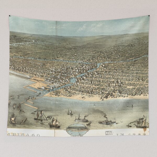 Item preview, Vintage Pictorial Map of Chicago (1868) designed and sold by BravuraMedia.