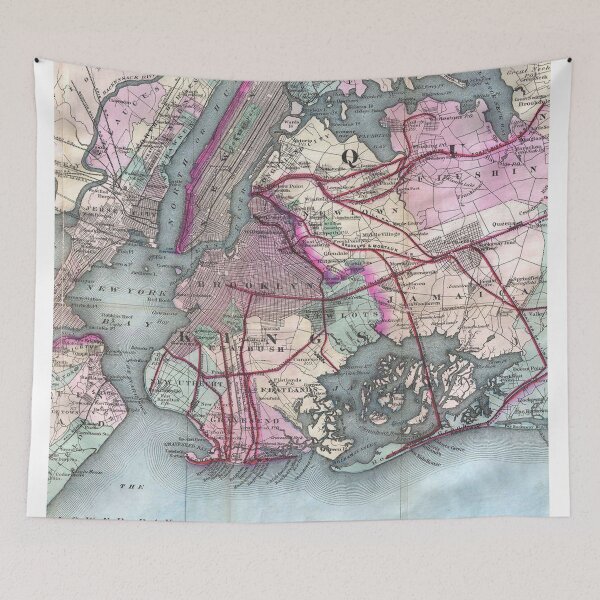 Item preview, Vintage Map of The NYC Metro Area (1880) designed and sold by BravuraMedia.