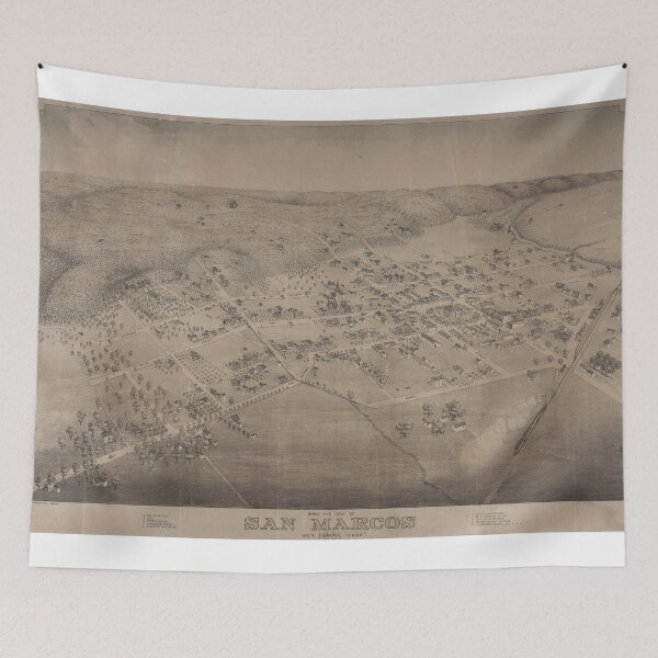 Item preview, Vintage Pictorial Map of San Marcos Texas (1881)  designed and sold by BravuraMedia.
