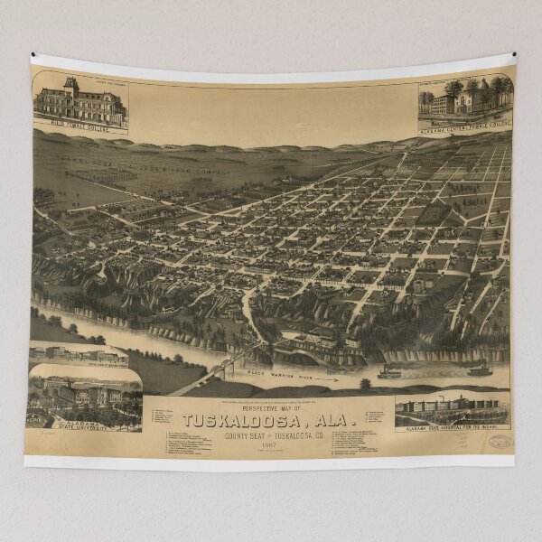 Item preview, Vintage Pictorial Map of Tuscaloosa Alabama (1887) designed and sold by BravuraMedia.
