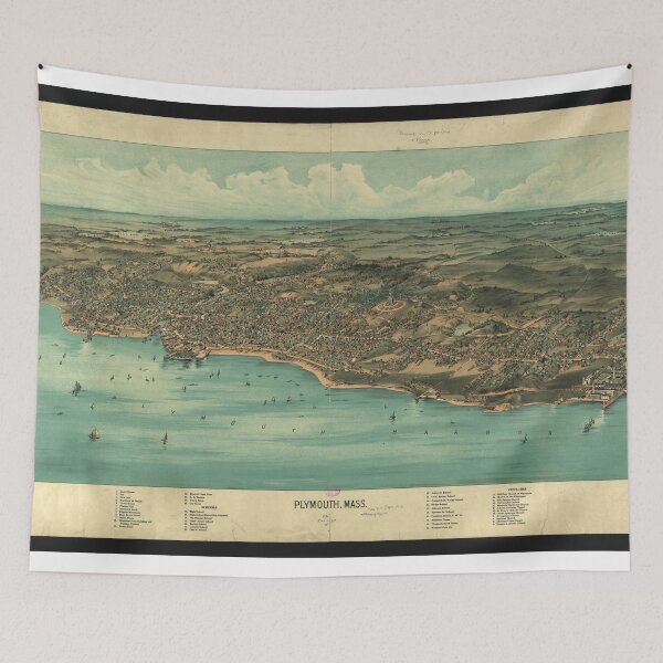 Item preview, Vintage Pictorial Map of Plymouth MA (1910) designed and sold by BravuraMedia.