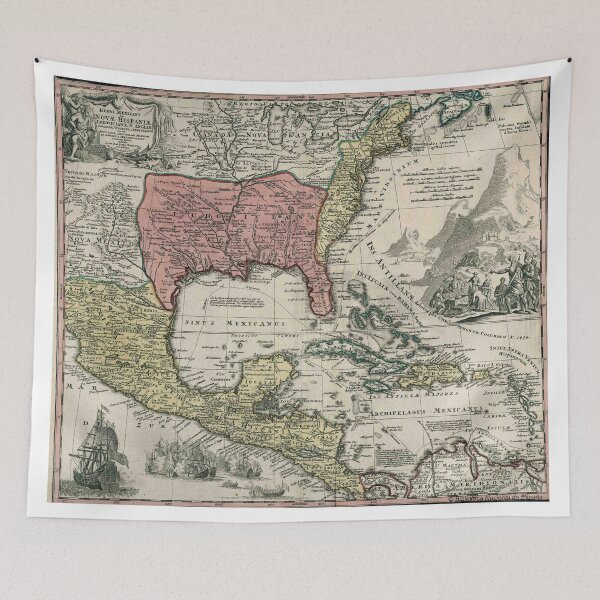 Item preview, Vintage North America and Caribbean Map (1720) designed and sold by BravuraMedia.