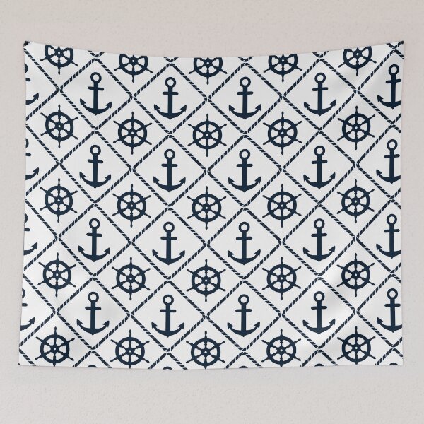 Item preview, Anchor and Wheel Nautical - Navy and White designed and sold by pugmom4.