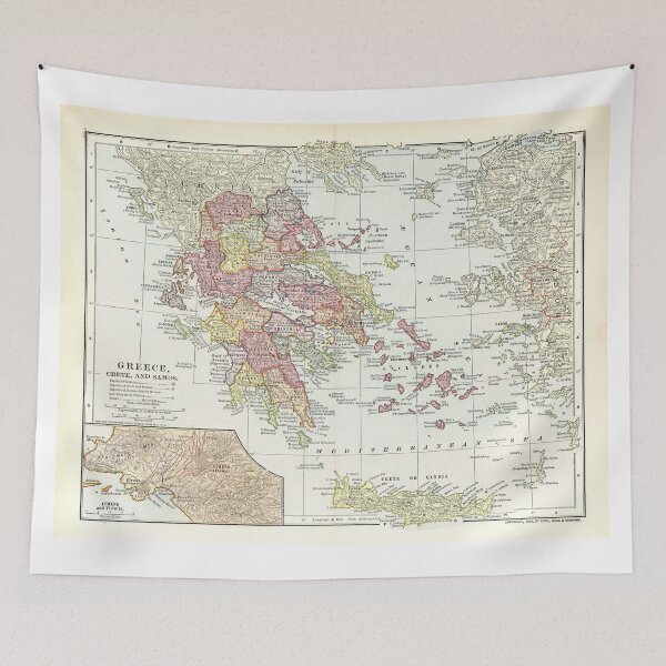 Item preview, Vintage Map of Greece (1903) 2  designed and sold by BravuraMedia.