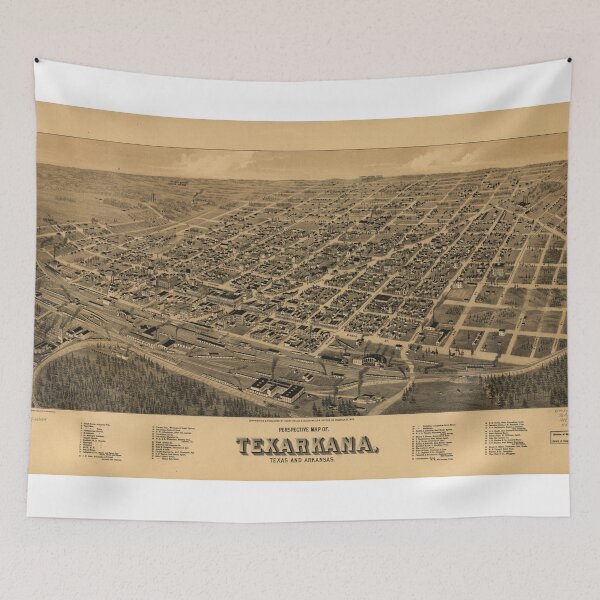 Item preview, Vintage Pictorial Map of Texarkana (1888) designed and sold by BravuraMedia.