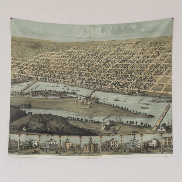Item preview, Vintage Pictorial Map of Saginaw Michigan (1867) designed and sold by BravuraMedia.