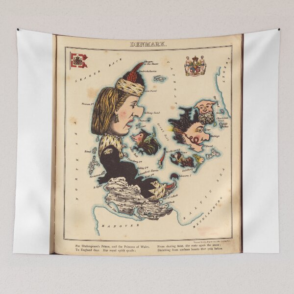 Item preview, Vintage Map of Denmark with Illustrations (1868) designed and sold by BravuraMedia.