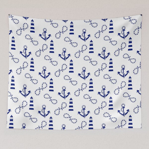 Item preview, Classy Blue and White Nautical - lighthouse, anchor designed and sold by pugmom4.
