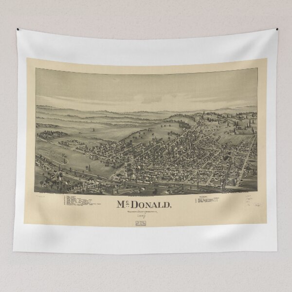 Item preview, Vintage Pictorial Map of McDonald PA (1897) designed and sold by BravuraMedia.
