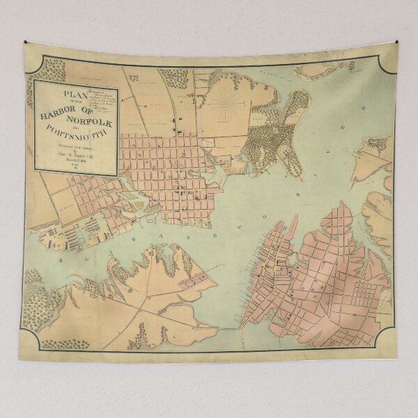 Item preview, Vintage Norfolk and Portsmouth VA Harbor (1861) designed and sold by BravuraMedia.