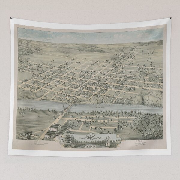 Item preview, Vintage Pictorial Map of Waco Texas (1873) designed and sold by BravuraMedia.