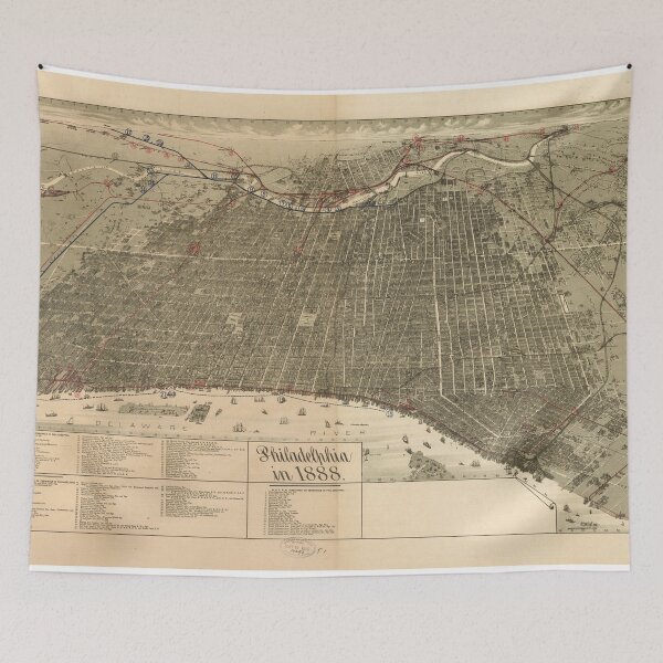 Item preview, Vintage Pictorial Map of Philadelphia PA (1888) designed and sold by BravuraMedia.