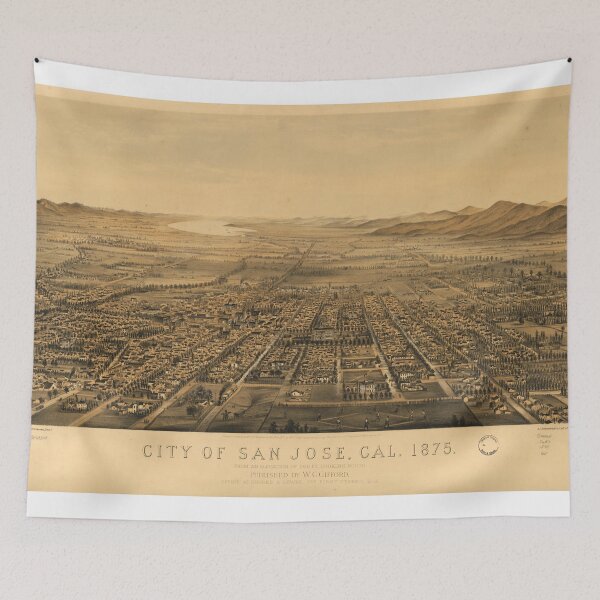 Item preview, Vintage Pictorial Map of San Jose CA (1875) designed and sold by BravuraMedia.