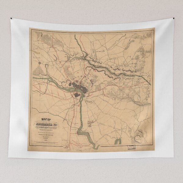 Item preview, Vintage Richmond VA Rebel Defense Map (1864) designed and sold by BravuraMedia.