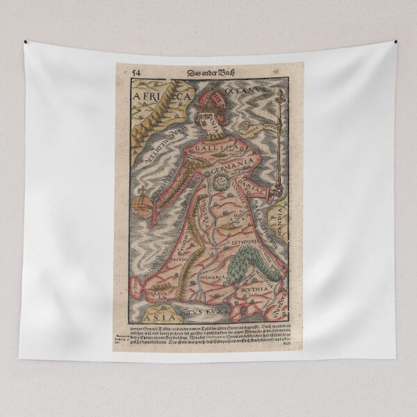 Item preview, Vintage Map of Europe as a Queen (1570) designed and sold by BravuraMedia.