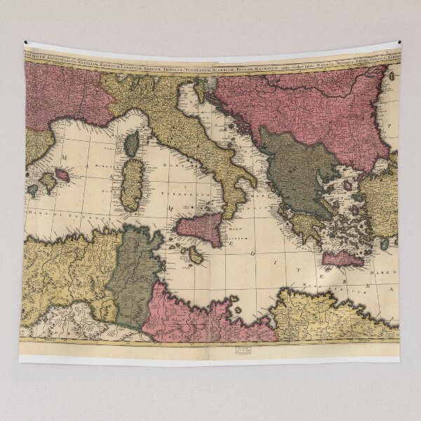 Item preview, Vintage Map of The Mediterranean (1695) designed and sold by BravuraMedia.