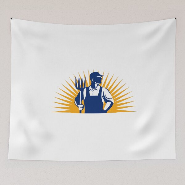 Item preview, Organic Farmer Pitchfork Sunburst Retro designed and sold by patrimonio.