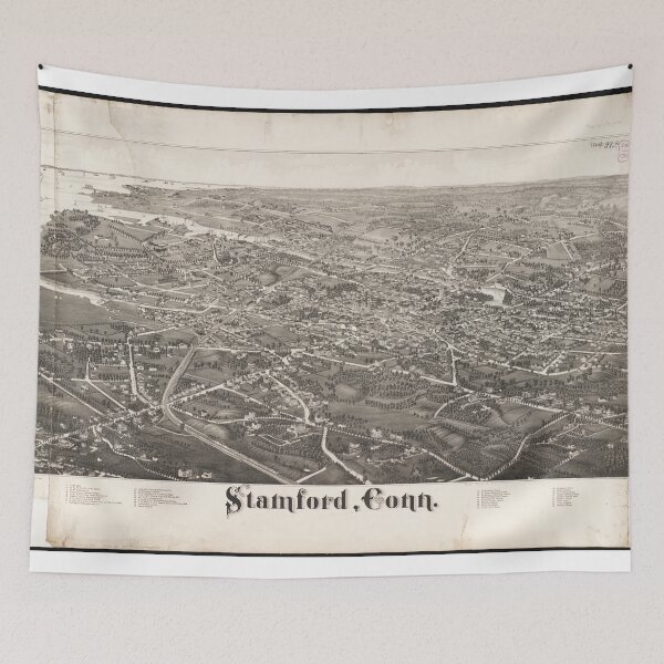 Item preview, Vintage Pictorial Map of Stamford CT (1883) designed and sold by BravuraMedia.