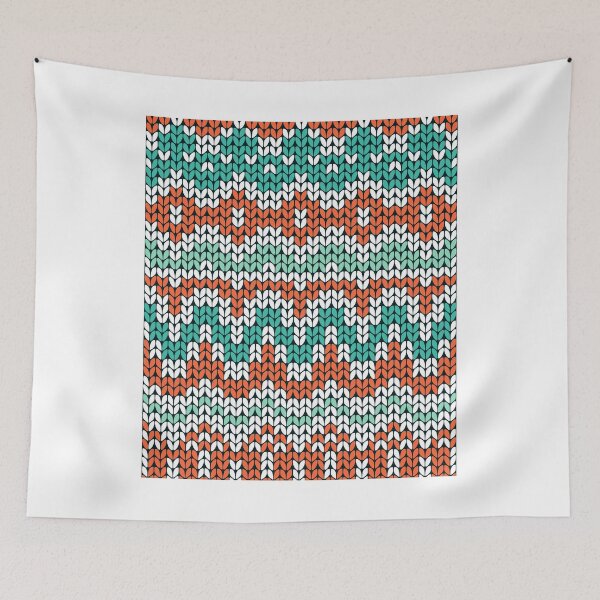 Item preview, Green and orange knitting pattern. Seamless winter ornament background. designed and sold by illucesco.