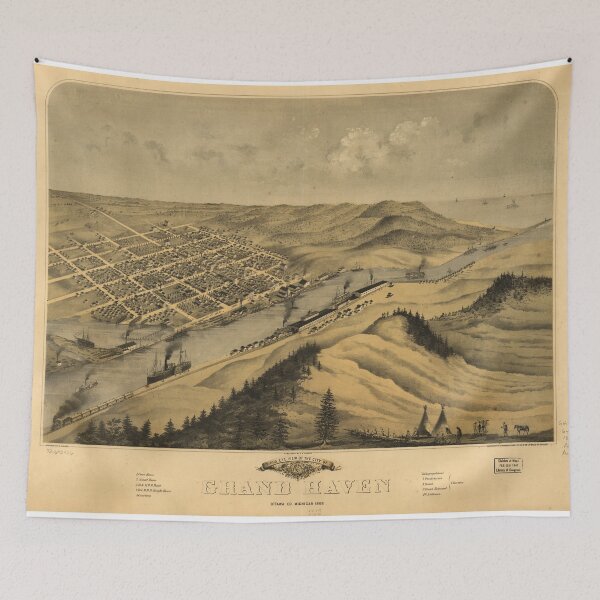 Item preview, Vintage Map of Grand Haven MI (1868) designed and sold by BravuraMedia.