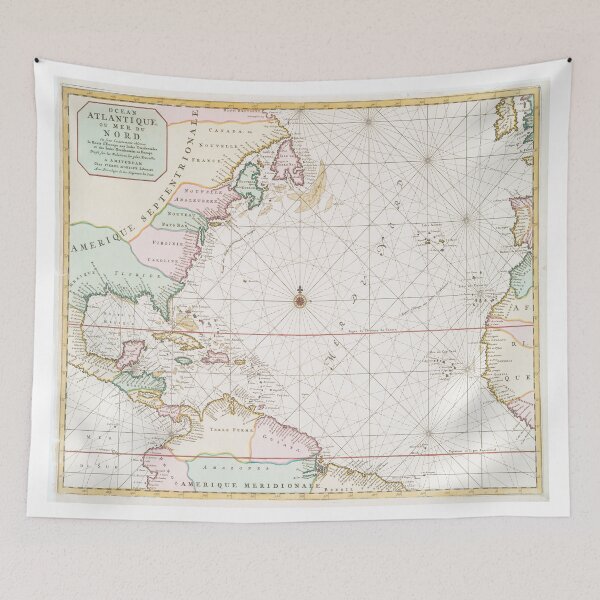 Item preview, Vintage Atlantic Ocean & North America Map (1700s) designed and sold by BravuraMedia.