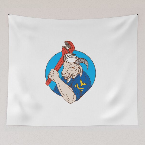 Item preview, Navy Goat Holding Pipe Wrench Circle Retro designed and sold by patrimonio.