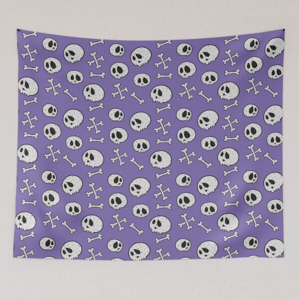 Item preview, Skulls and Bones on Purple  designed and sold by pugmom4.