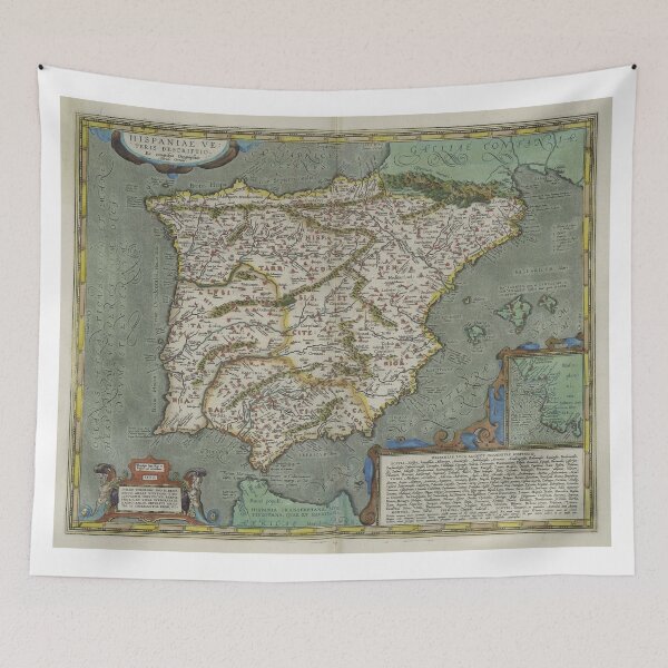 Item preview, Vintage Map of Spain (1608) designed and sold by BravuraMedia.