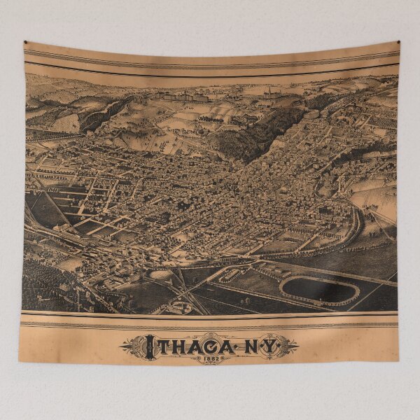 Item preview, Vintage Pictorial Map of Ithaca New York (1882) designed and sold by BravuraMedia.
