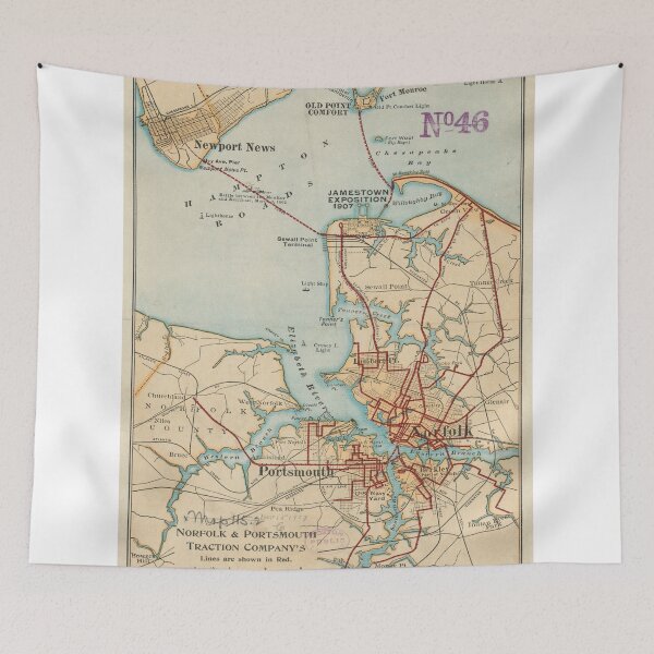 Item preview, Vintage Map of Norfolk and Portsmouth VA (1919) designed and sold by BravuraMedia.
