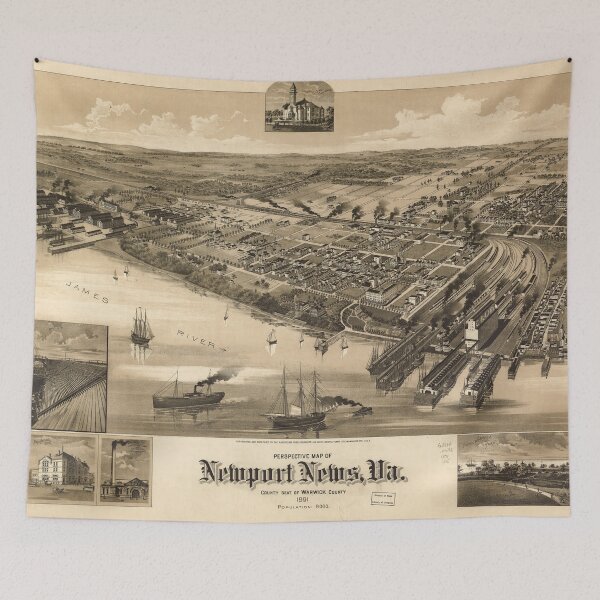 Item preview, Vintage Pictorial Map of Newport News VA (1891) designed and sold by BravuraMedia.