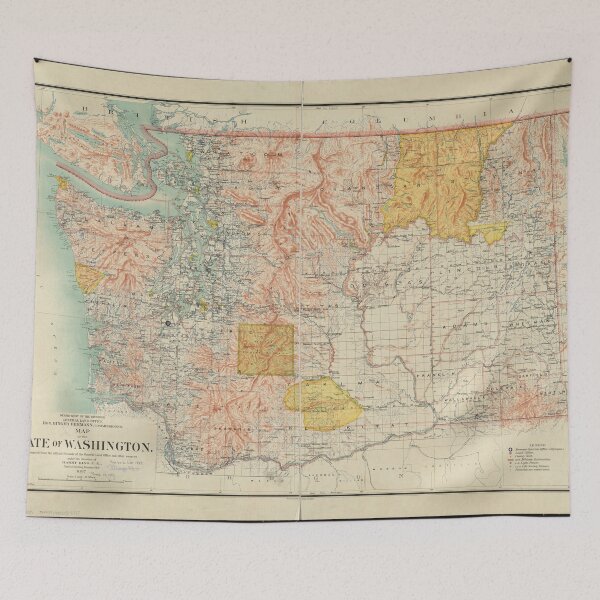 Item preview, Vintage Map of Washington State (1897) designed and sold by BravuraMedia.