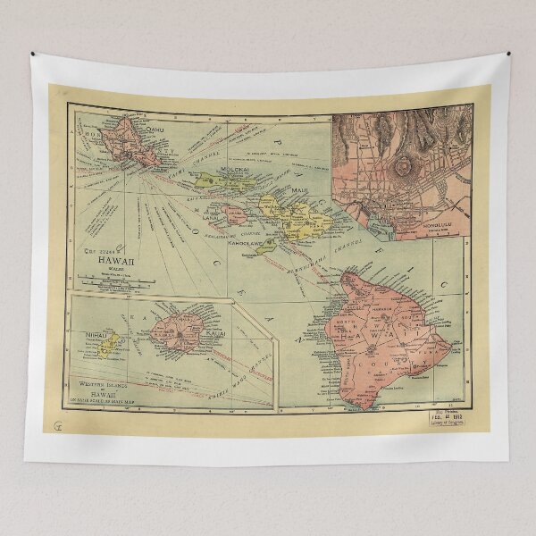 Item preview, Vintage Map of Hawaii (1912) designed and sold by BravuraMedia.