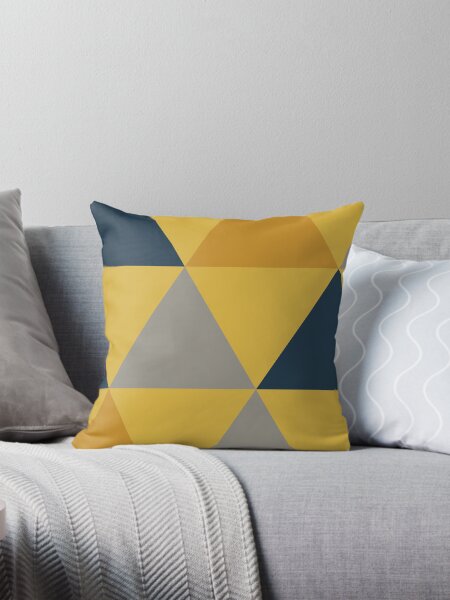 Item preview, Triangular: Dark Mustard Yellow, Light Mustard Yellow, Navy Blue, and Grey Minimalist Geometric Pattern designed and sold by kierkegaard.