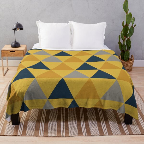 Item preview, Triangular: Dark Mustard Yellow, Light Mustard Yellow, Navy Blue, and Grey Minimalist Geometric Pattern designed and sold by kierkegaard.