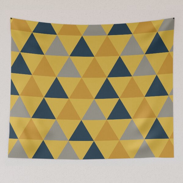 Item preview, Triangular: Dark Mustard Yellow, Light Mustard Yellow, Navy Blue, and Grey Minimalist Geometric Pattern designed and sold by kierkegaard.