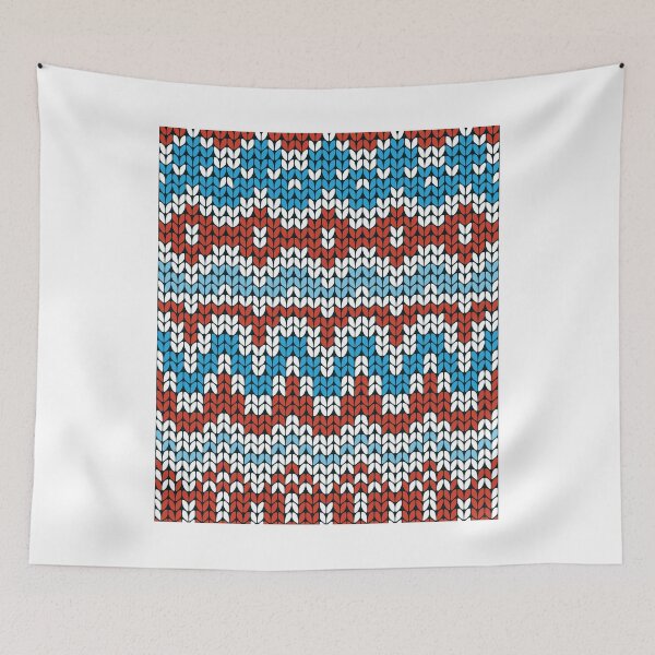 Item preview, Red and blue Christmas seamless pattern. Knitting  traditional texture.   Winter background. designed and sold by illucesco.