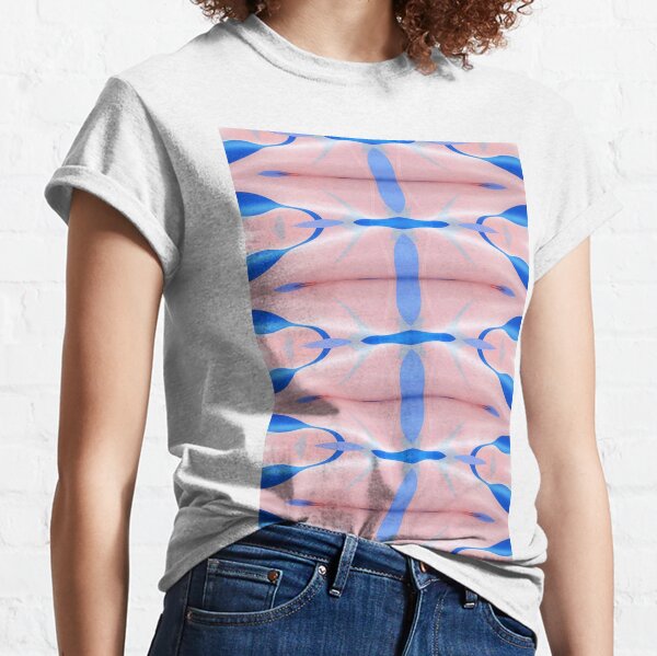 #pattern, #abstract, #design, #decoration, shape, illustration, textile, vertical, pink color Classic T-Shirt