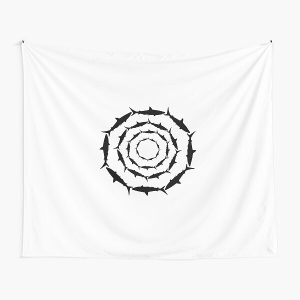 Spiralling Sharks (Black) Tapestry