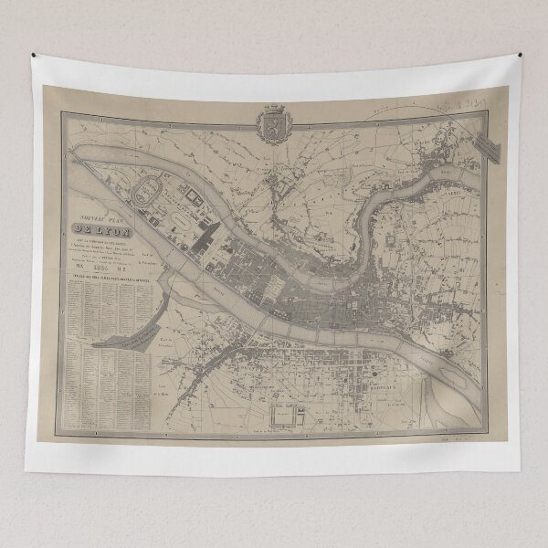 Item preview, Vintage Map of Lyon France (1854) designed and sold by BravuraMedia.