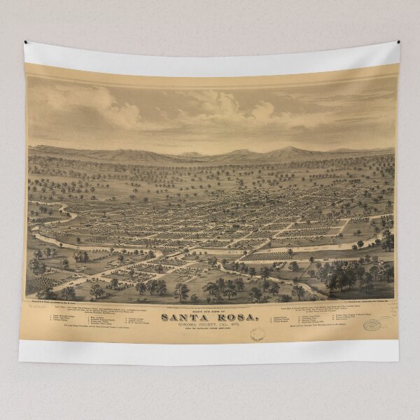 Item preview, Vintage Pictorial Map of Santa Rosa CA (1876) designed and sold by BravuraMedia.