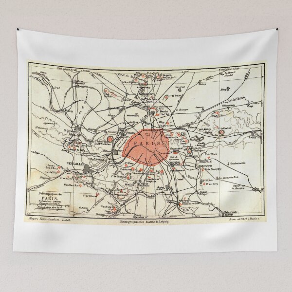 Item preview, Vintage Paris and Surrounding Area Map (1890) designed and sold by BravuraMedia.