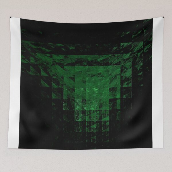 Item preview, Green Box Fractal Pattern on black background designed and sold by traceyeverart.