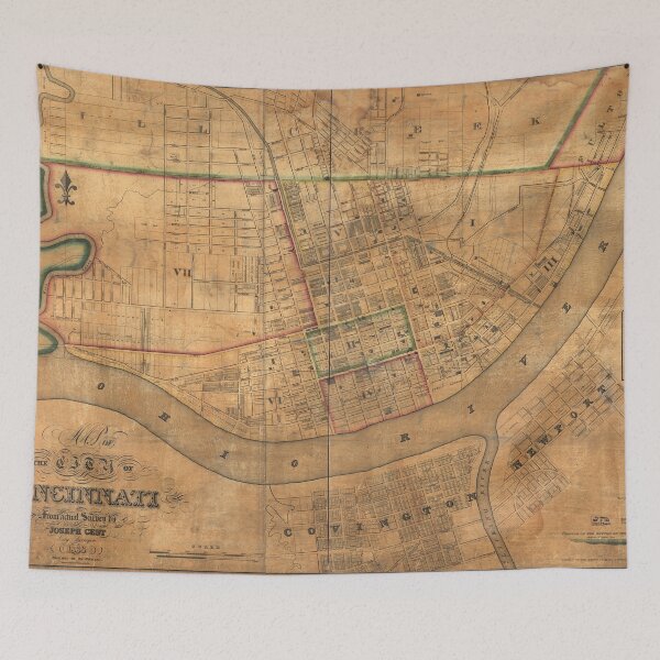 Item preview, Vintage Map of Cincinnati Ohio (1838) designed and sold by BravuraMedia.