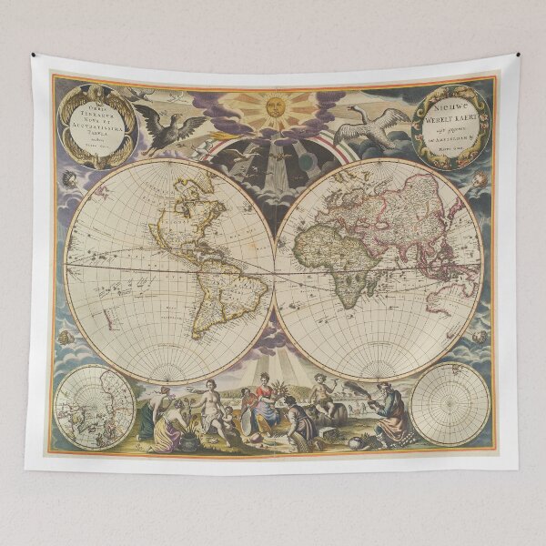 Item preview, Vintage Map of The World (1668) designed and sold by BravuraMedia.