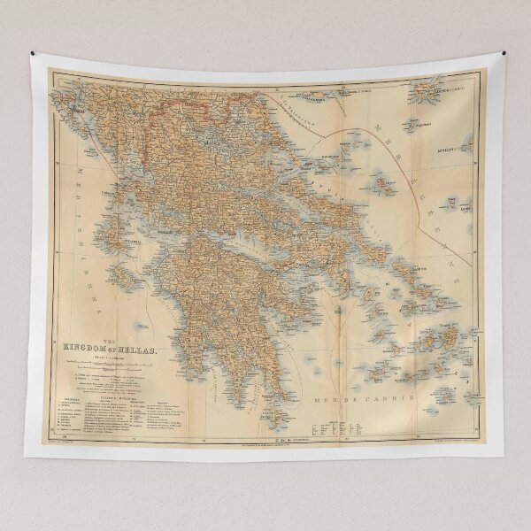 Item preview, Vintage Map of Greece (1894) designed and sold by BravuraMedia.