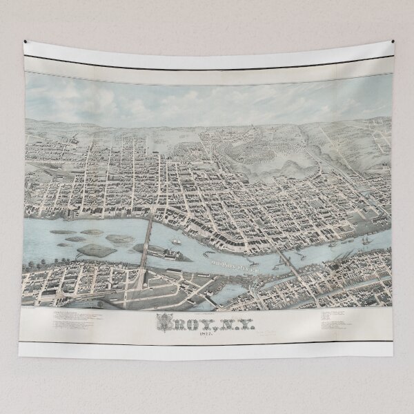 Item preview, Vintage Pictorial Map of Troy New York (1877) designed and sold by BravuraMedia.