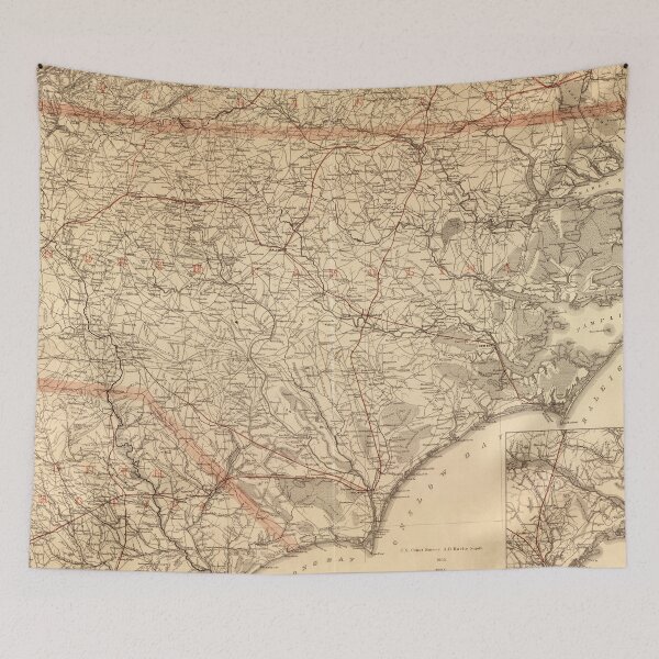 Item preview, Vintage Map of North Carolina (1865) designed and sold by BravuraMedia.