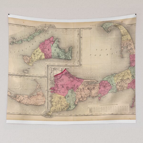 Item preview, Cape Cod, Martha's Vineyard & Nantucket Map (1871) designed and sold by BravuraMedia.